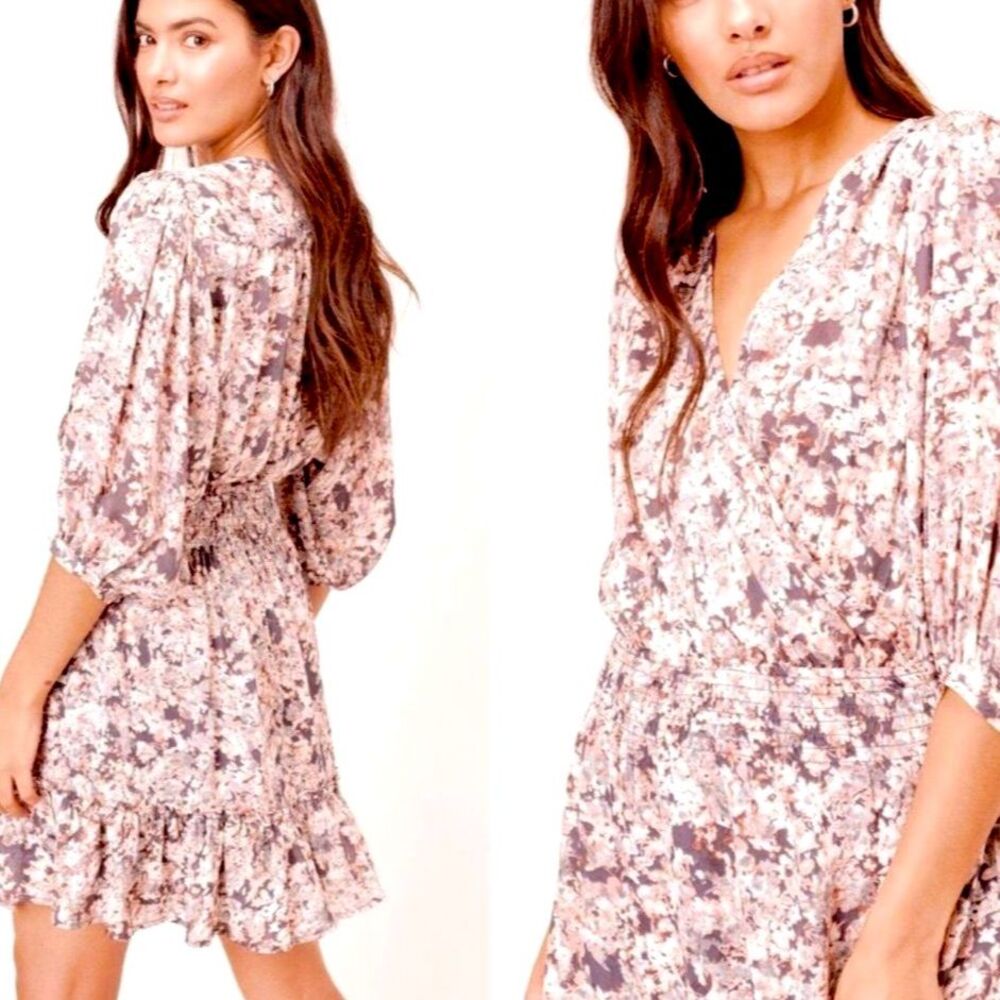 Lovestitch Floral Sheer Flowy Mini Dress Sz Small Boho Romantic Cottage Romantic - Picture 2 of 15